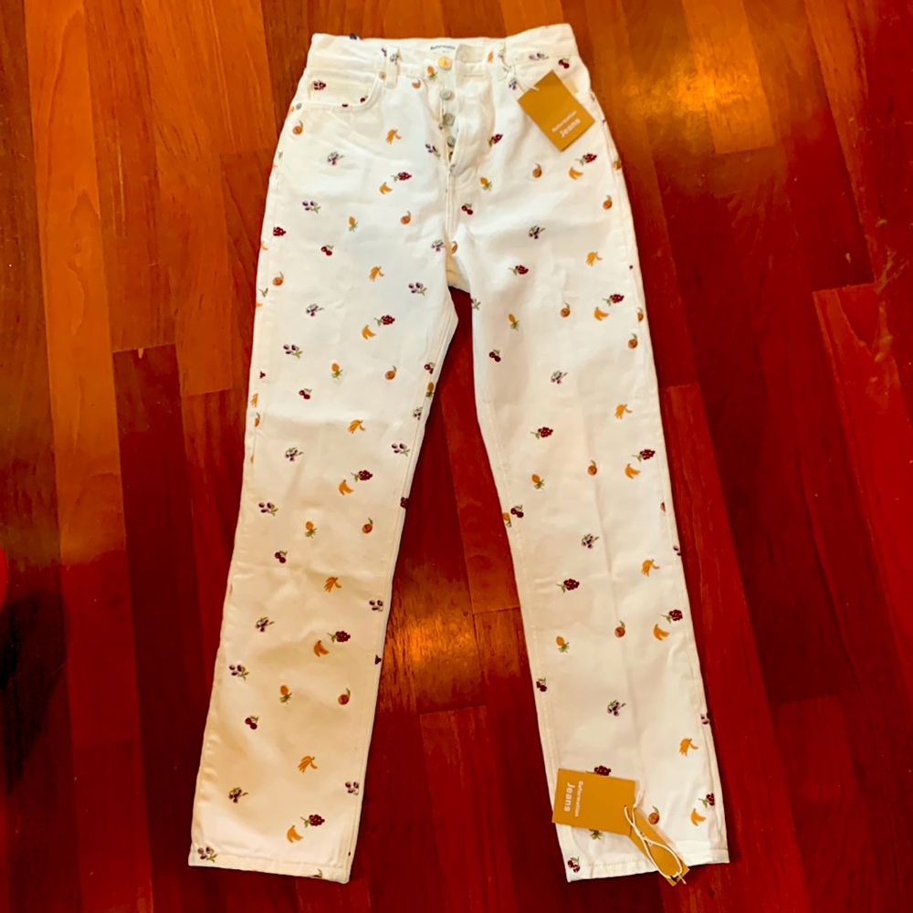 Reformation Cynthia Fruitloops straight-leg jeans, size 25
